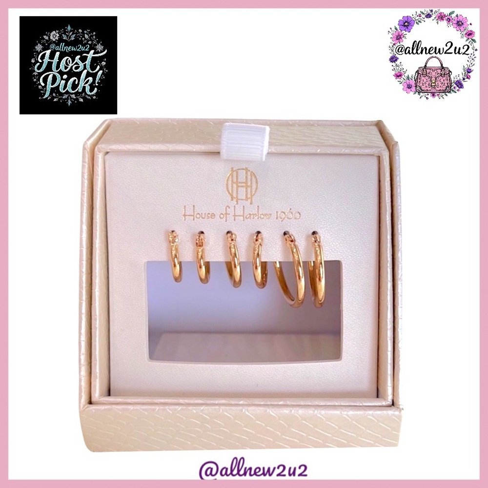 House of Harlow 1960 Small Gold Hoop Trio. Brand new in box. Great gift!